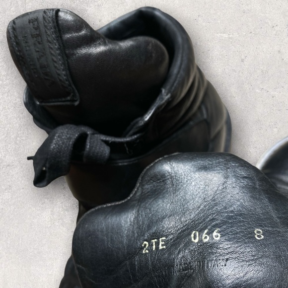PRADA Levitate Black Quilted Leather High-Top Men’s Sneakers - Picture 11 of 17